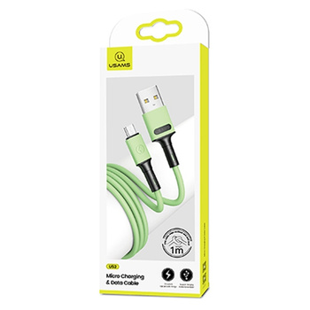 USAMS KABEL MICRO USB 2A DO TELEFONÓW 1M ZIELONY Z FUNKCJĄ FAST CHARGE