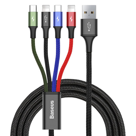 BASEUS KABEL USB 4W1 2X LIGHTNING USB 3.5A 1.2M CZARNY