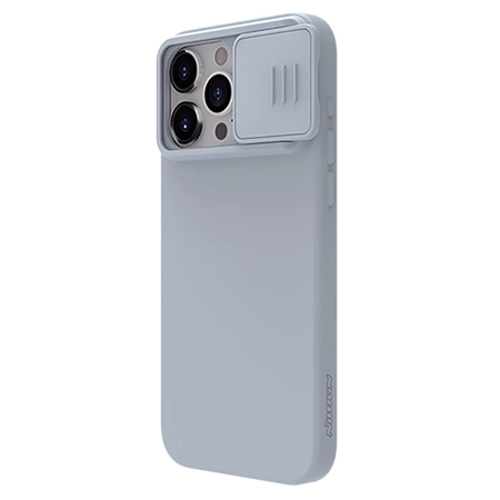 Silikonowe etui Nillkin CamShield Silky Silicone Case do iPhone 15 Pro z osłoną na aparat - szare
