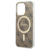 Zestaw Guess GUBPP13LH4EACSW Case+ Charger iPhone 13 Pro brązowy/brown hard case 4G Print MagSafe