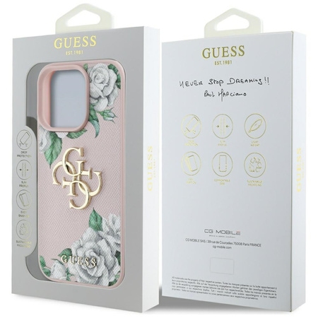 GUESS ETUI CASE DO IPHONE 16 PRO MAX GRAINED ROSES LOGO 4G WYSOKIEJ JAKOŚCI