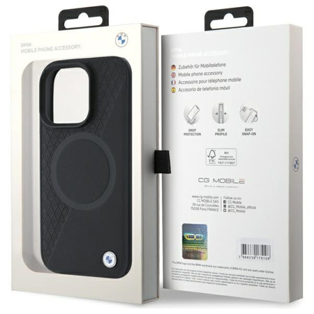 BMW BMHMP16X23RTPK iPhone 16 Pro Max 6.9 czarny/black hardcase Sign Leather Half Textured And Circle MagSafe