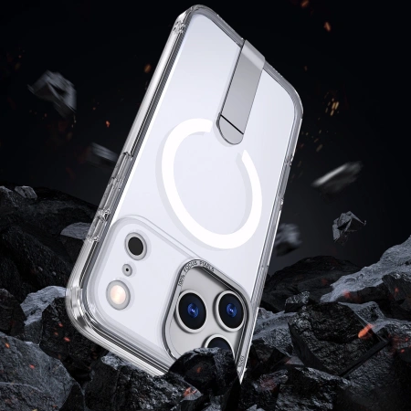 Etui Hybrid Armor X na Samsung Galaxy S25 FE z podstawką kompatybilne z MagSafe - przezroczyste