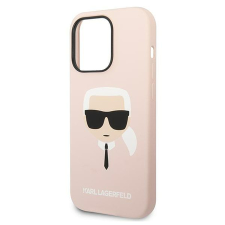 Karl Lagerfeld KLHMP14LSLKHLP iPhone 14 Pro 6,1" hardcase jasnoróżowy/light pink Silicone Karl`s Head Magsafe