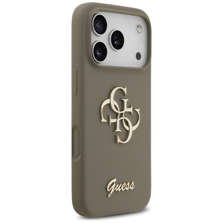 Etui Guess Silicone Big 4G Script do     iPhone 17 Pro Max brązowy