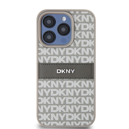 DKNY ETUI HARDCASE LEATHER MONO STRIPE DO IPHONE 15 PRO MAX 6.7 METAL LOGO