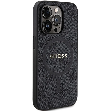 Etui Guess 4G Collection Leather Metal Logo MagSafe na iPhone 14 Pro - czarne