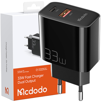 MCDODO SZYBKA ŁADOWARKA SIECIOWA KOSTKA DO ŁADOWARKI 2X USB USB-C PD 33W