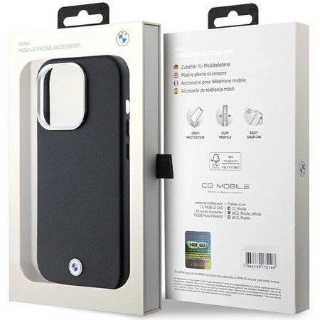 Etui BMW Signature Wrapped Metal MagSafe na iPhone 14 Pro - czarne
