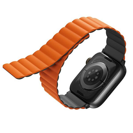 UNIQ pasek Revix Apple Watch Series1/2/3/4/5/6/7/8/9/SE/SE2/Ultra/Ultra 2 42/44/45/49mm. Reversible Magnetic szary-pomarańczowy/grey-orange