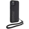 Etui BMW Signature Leather Wordmark Cord na iPhone 15 Plus / 14 Plus - czarne