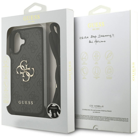 Etui Guess 4G Big Logo Cord Stap Crossbody do iPhone 17 czarny
