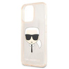 Etui Karl Lagerfeld KLHCP13LKHTUGLGO na iPhone 13 Pro / 13 - złote Glitter Karl's Head