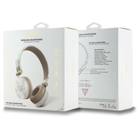Guess słuchawki nauszne Bluetooth ENC    GUBH70E4PTMH biały/white 4G Triangle Round Shape