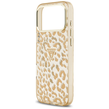 Etui Guess Leopard Glitter MagSafe do iPhone 17 Pro Max brązowy
