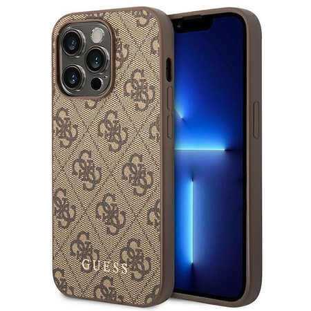 Guess GUHCP14XG4GFBR iPhone 14 Pro Max 6,7" brązowy/brown hard case 4G Metal Gold Logo