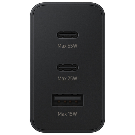 Samsung ładowarka sieciowa 2x USB Typ C / USB PPS, Power Delivery PD 65W, QC 3.0, AFC, FCP czarny (EP-T6530NBEGEU)