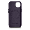 iCarer Case Leather pokrowiec etui z naturalnej skóry do iPhone 14 Plus ciemnofioletowy (kompatybilne z MagSafe)