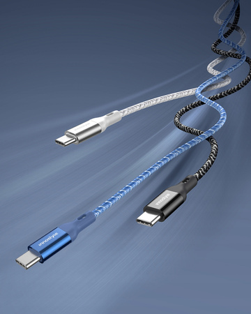 INNOSTYLE POWERFLEX KABEL USB-C SZYBKIE ŁADOWANIE DO IPHONE SAMSUNG 3A 60W KEVLAR 2M RÓŻOWY