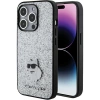 Etui Karl Lagerfeld Fixed Glitter Choupette Logo Metal Pin do iPhone 15 Pro - srebrne