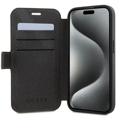 Etui Guess 4G Metal Logo na iPhone 15 Pro - brązowe