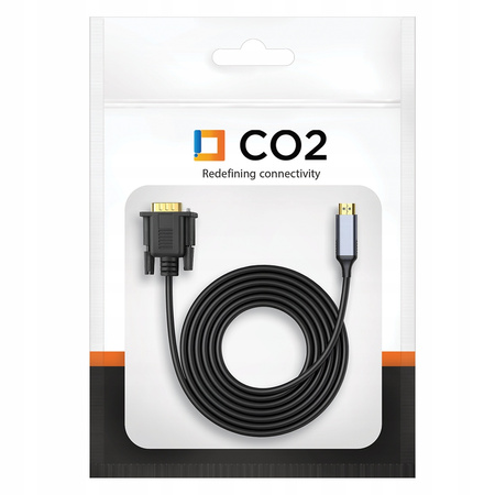 CO2 KABEL VGA - HDMI PRZEJŚCIÓWKA KONWERTER ADAPTER FULL HD 1080P 60HZ 1M