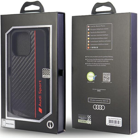 Etui Audi Carbon Fiber Stripe na iPhone 13 Pro / 13 - czarne AUS-TPUPCIP13P-R8/D1-BK