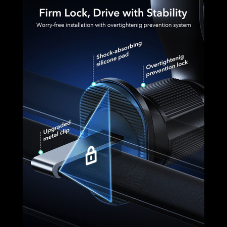 ESR OMNILOCK CRYOBOOST MAGNETIC MAGSAFE VENT CAR MOUNT WIRLESSS CHARGER 25W QI2.2 BLACK