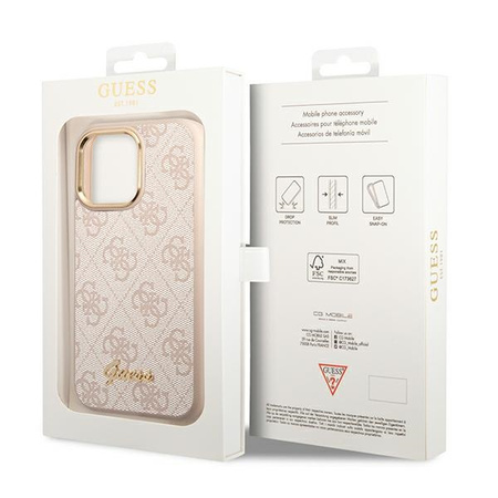 GUESS ETUI DO IPHONE 14 PRO 6,1 HARD CASE Z LOGO VINTAGE GOLD ELEGANCKIE 4G
