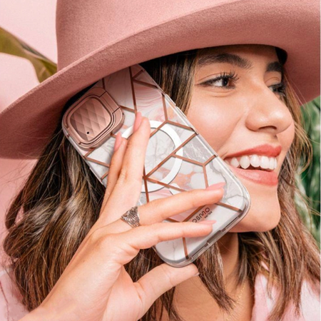 Etui Supcase Cosmo Mag z MagSafe na iPhone 15 Pro - różowy marmur