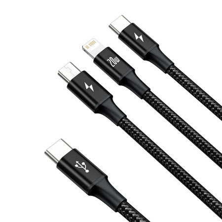 BASEUS KABEL 3W1 USB DO MICRO USB DO LIGHTNING USB-C DO TELEFONÓW 1.5M