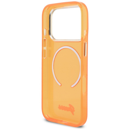 Etui Guess IML Script Metal MagSafe do iPhone 17 Pro Max pomarańczowy