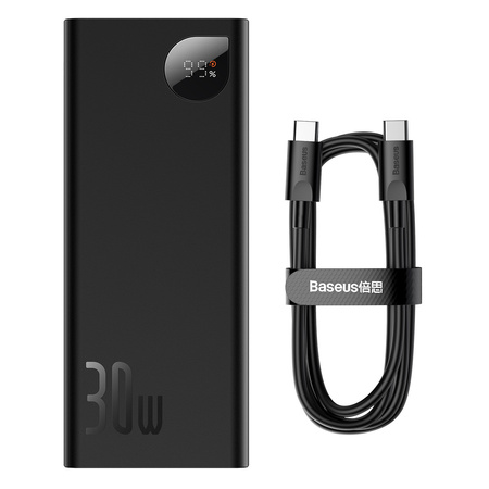 Baseus Adaman powerbank 20000mAh 30W czarny + kabel USB Typ C (PPAD030001)