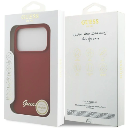 GUESS ETUI SILICONE SCRIPT METAL LOGO DO IPHONE 17 PRO MAGSAFE POKROWIEC