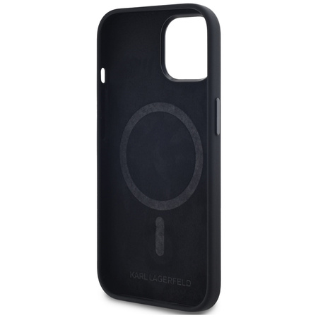 KARL LAGERFELD ETUI SILICONE SHADOW DO IPHONE 15 Z METALOWYM LOGO I OCHRONĄ