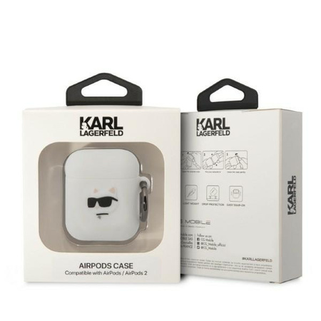 Etui Karl Lagerfeld KLA2RUNCHH na AirPods 1/2 - białe Silicone Choupette Head 3D