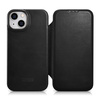 iCarer CE Oil Wax Premium Leather Folio Case skórzane etui iPhone 14 Plus z klapką magnetyczne MagSafe czarny (AKI14220707-BK)