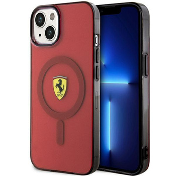 Etui Ferrari FEHMP14SURKR na iPhone 14 - czerwone Translucent Magsafe