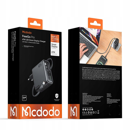 MCDODO SZYBKA ŁADOWARKA SIECIOWA ZASILACZ 3X USB-C PD GAN 67W 2X KABEL 1M