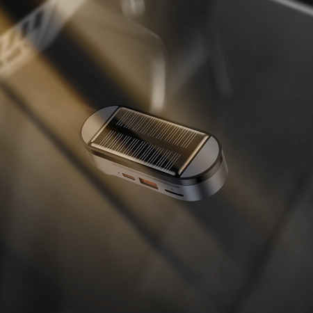 Baseus solarny odtwarzacz MP3 transmiter FM audio do samochodu Bluetooth 5.0 750mAh (czytnik kart TF / USB / AUX) czarny (CDMP000001)