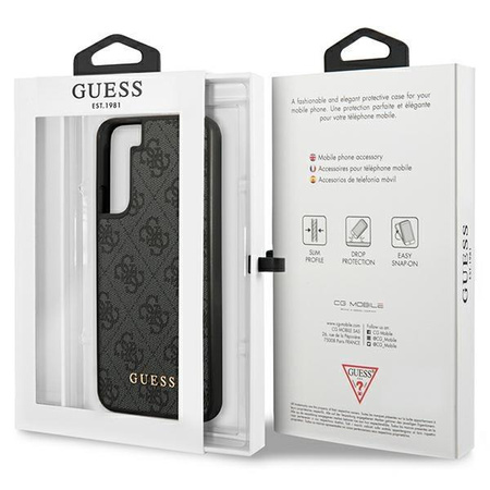 Etui Guess GUHCS23SG4GFGR S23 S911 - szare hardcase 4G Metal Gold Logo