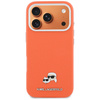 Etui Karl Lagerfeld Karl & Choupette Head Pins Saffiano MagSafe do iPhone 17 Pro Max pomarańczowy