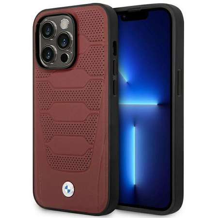 Etui BMW BMHMP14X22RPSR na iPhone 14 Pro Max burgundowy/burgundy Leather Seats Pattern MagSafe