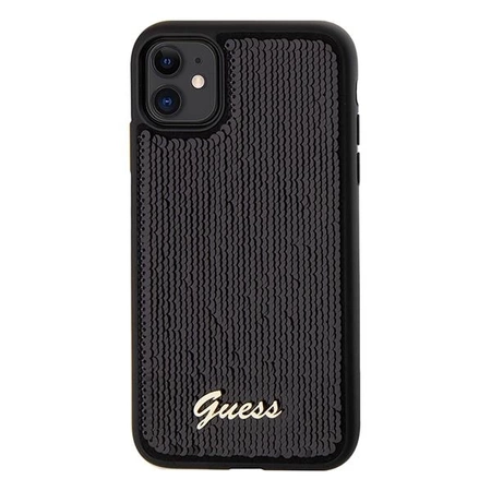 Etui Guess Sequin Script Metal na iPhone 11 / Xr - czarne