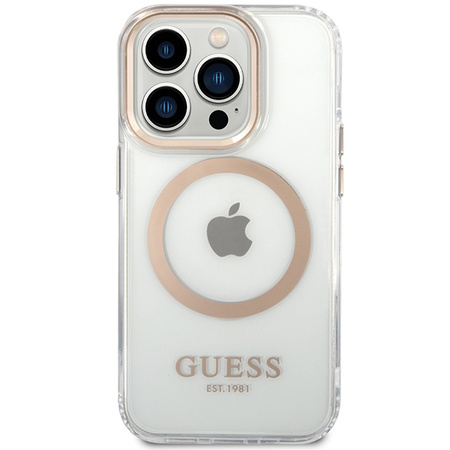 GUESS POKROWIEC HARD CASE DO IPHONE 15 14 13 Z RAMKĄ METALOWĄ DO MAGSAFE