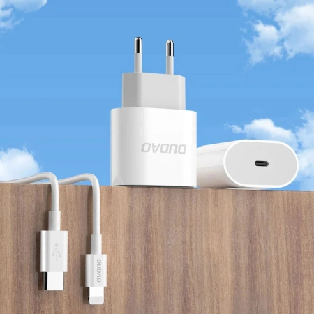 DUDAO ŁADOWARKA SIECIOWA PD 20W USB-C DO TELEFONÓW IPHONE 12 13 14 Z KABLEM