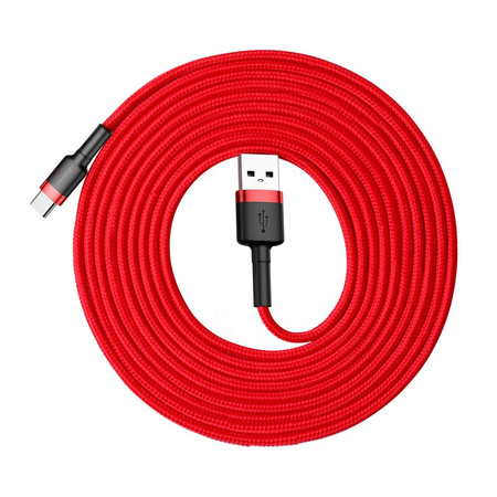 Baseus Cafule Cable wytrzymały nylonowy kabel przewód USB / USB-C QC3.0 2A 3M czerwony (CATKLF-U09)