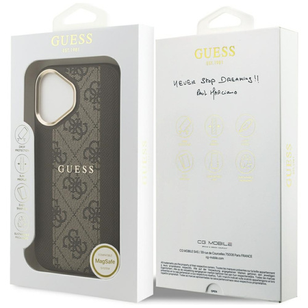 Etui Guess 4G Stripe MagSafe do iPhone 17 brązowy