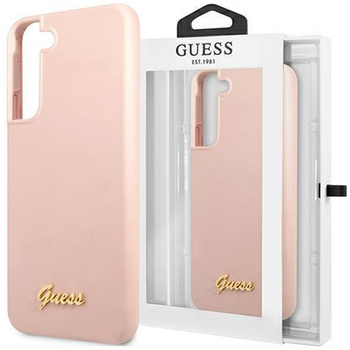 Guess GUHCS22MLSLMGPP S22+ S906 różowy/pink hardcase Silicone Script Metal Logo