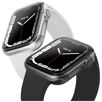 UNIQ etui Glase Apple Watch Series 7/8 41mm. Dual Pack przezroczysty-dymny/clear-smoke